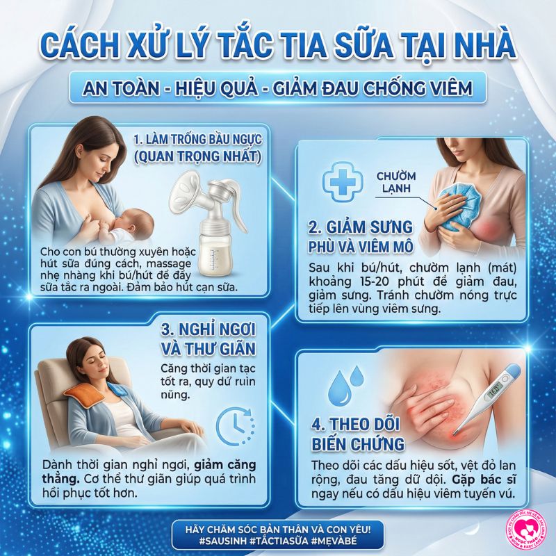 Cách xử lý tắc tia sữa tại nhà an toàn hiệu quả giảm đau chống viêm